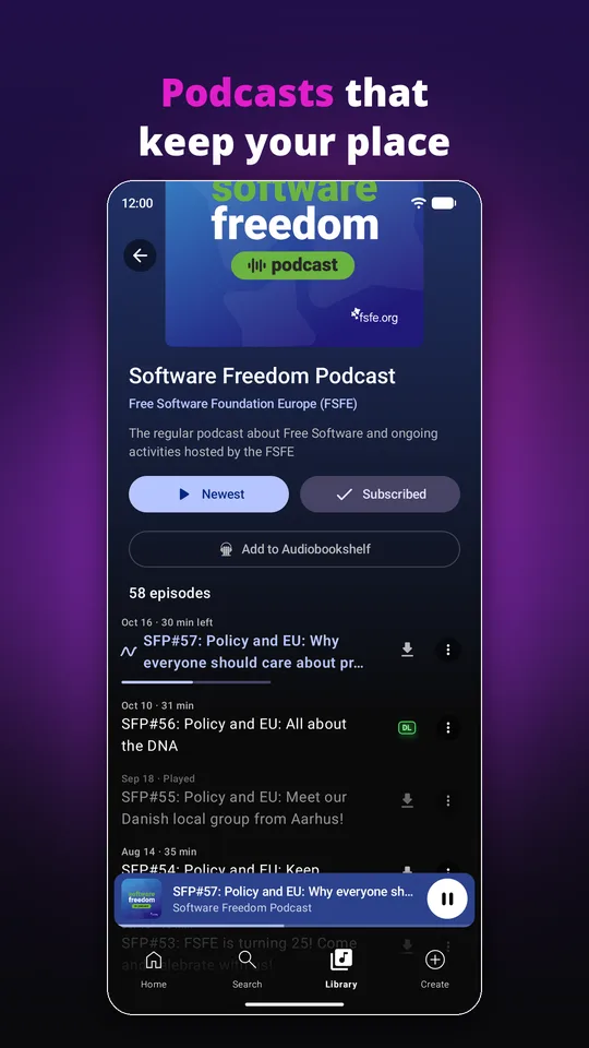 A podcast that keeps your place