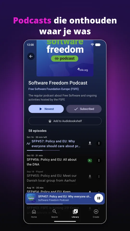 Een podcast die onthoudt waar je was